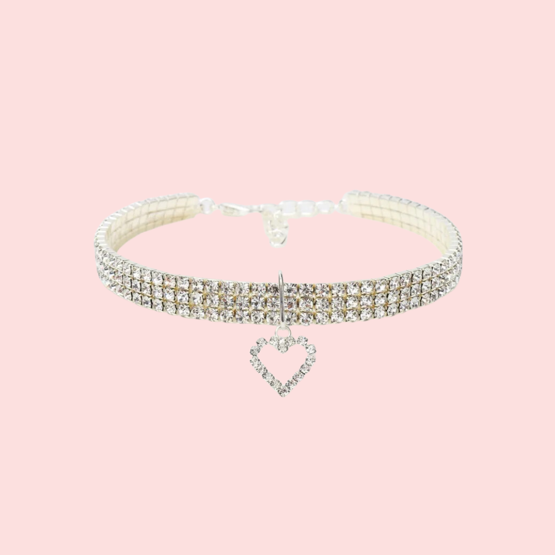 Sparkle Heart Collar Silver