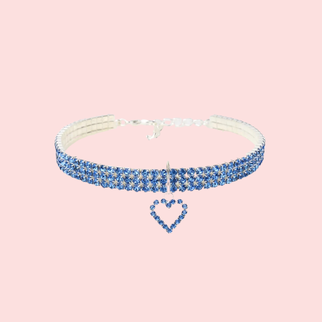 Sparkle Heart Collar Blue