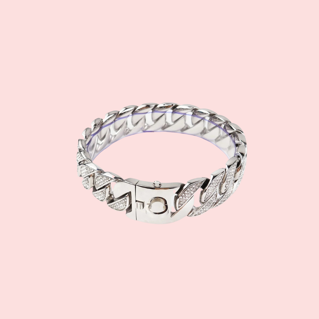 Miami Rhinestone Cuban Link Collar-Silver