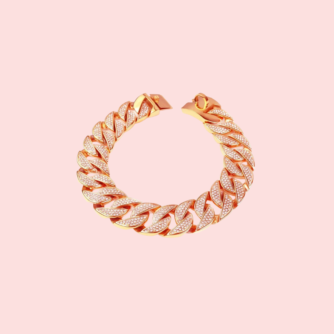 Miami Rhinestone Cuban Link Collar-Rose Gold